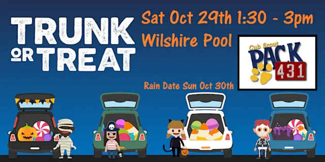 Pack 431’s 3rd Annual Trunk or Treat Set for Oct. 29, 2022.